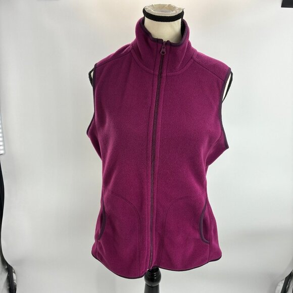 Old Navy Women's Fleece Vest Medium Purple Full Zip Pockets - Picture 1 of 6